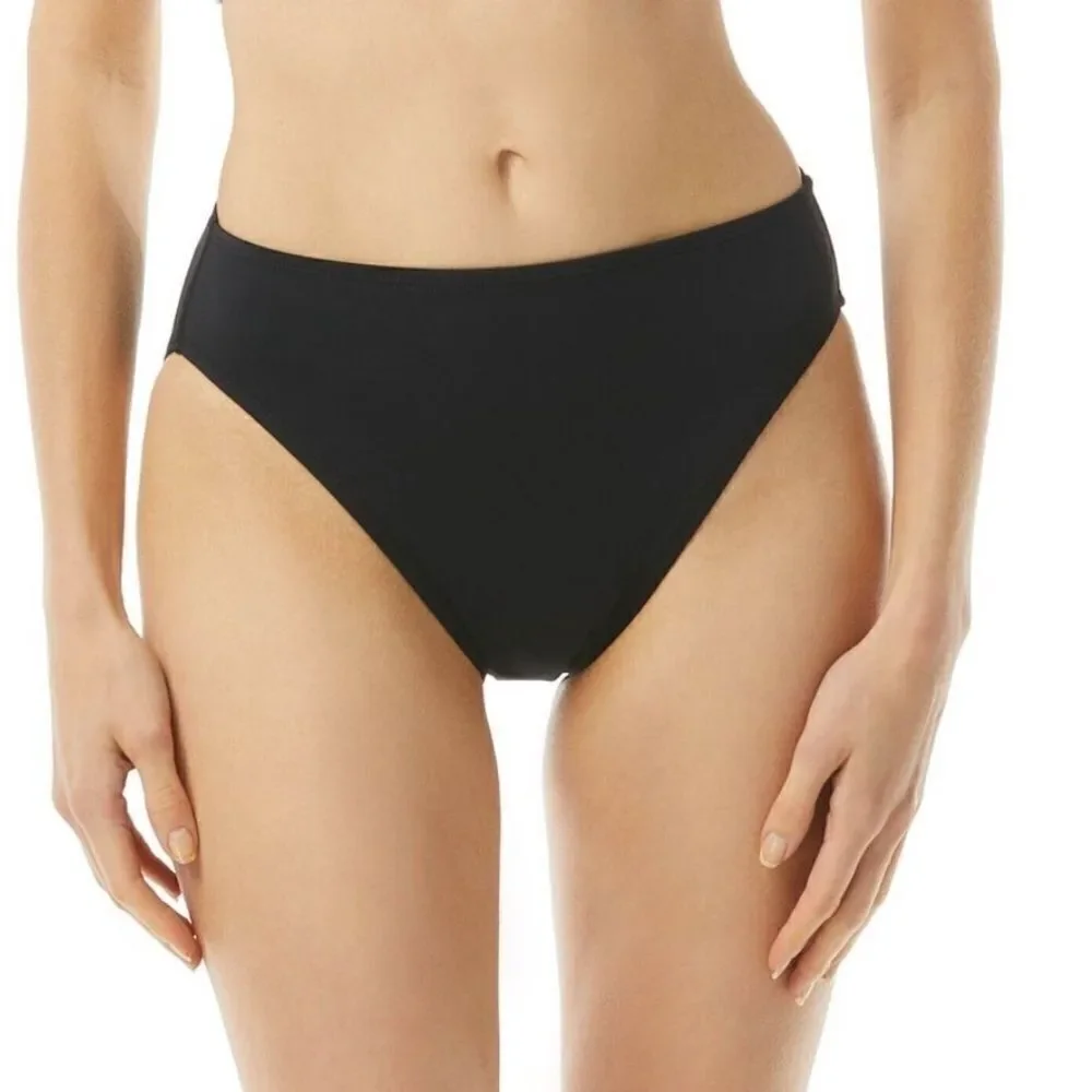 Michael Kors Women's Black Solid High Leg High Waist Bikini Swim Bottom